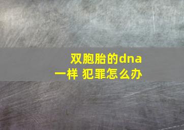 双胞胎的dna一样 犯罪怎么办